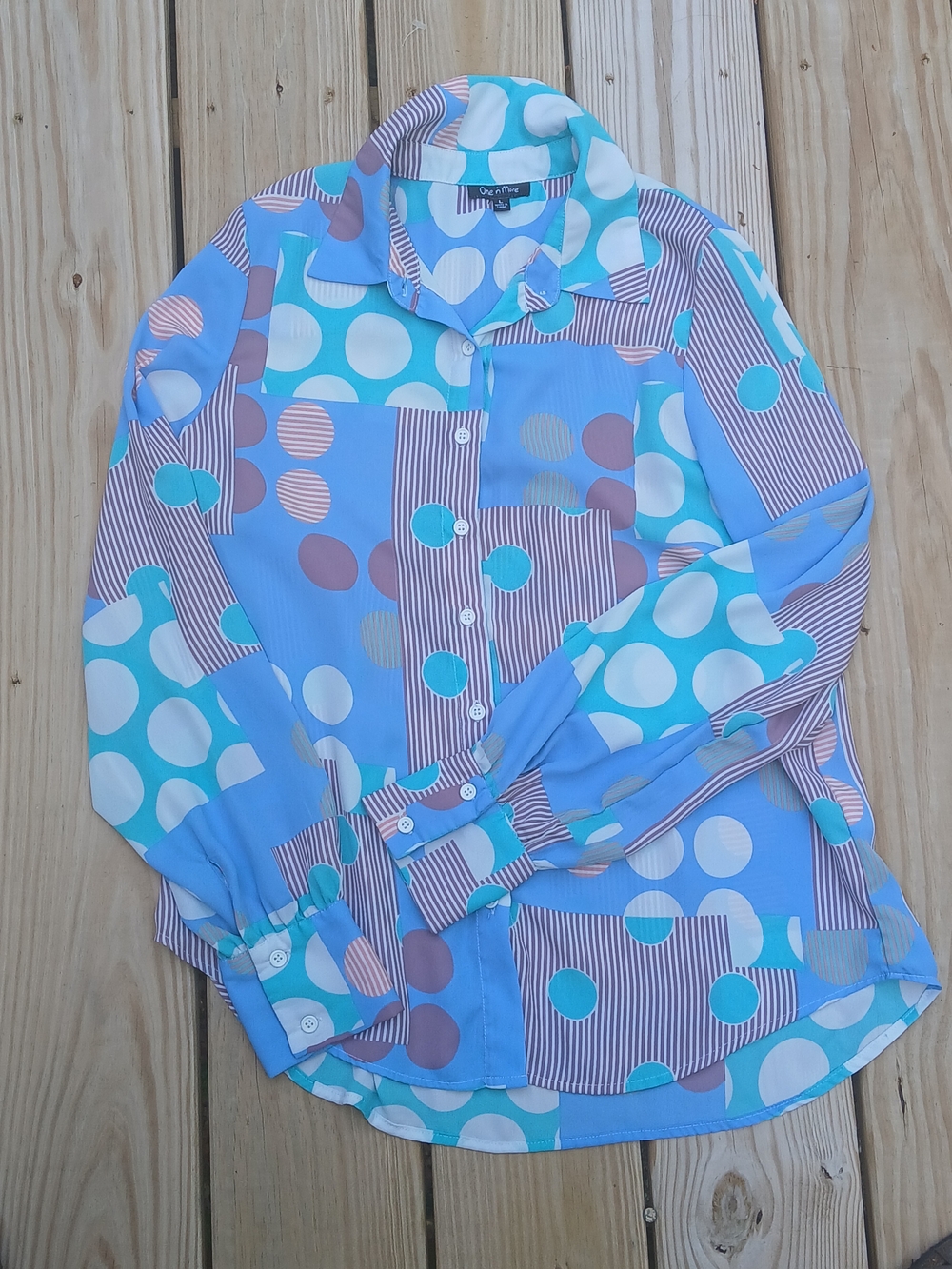 Pastel Blue Polka Dot Button-Down Shirt
